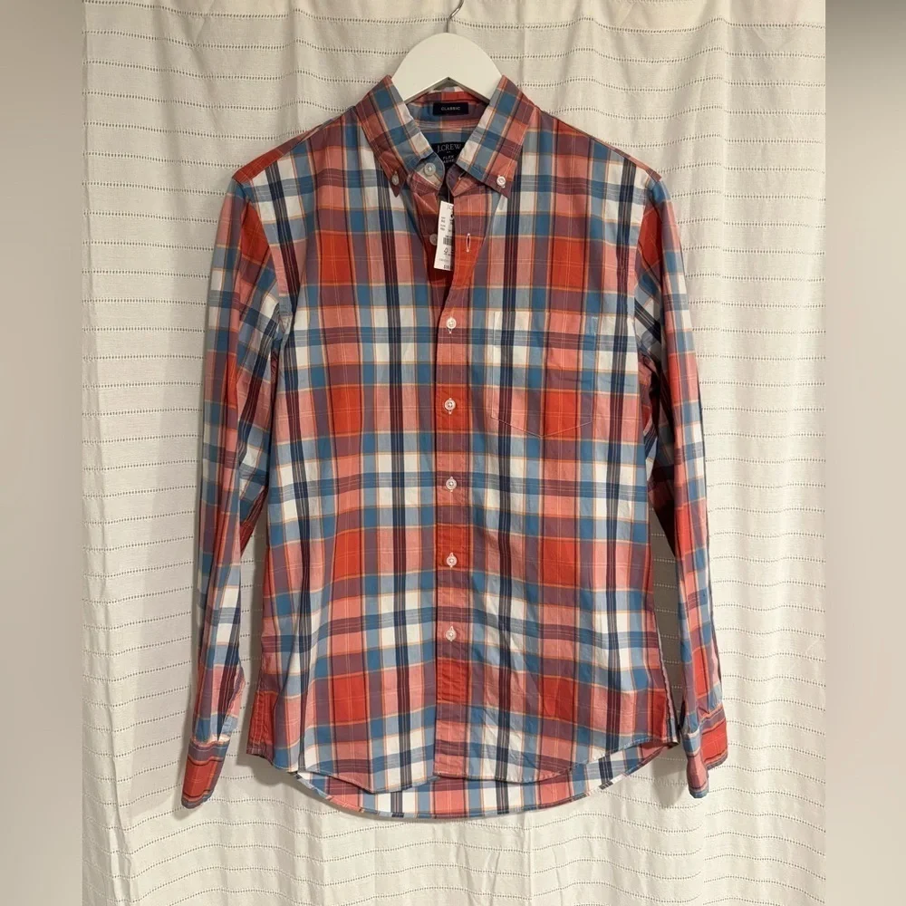 NWT J.Crew Flex Washed Plaid Button Down Shirt Size Small